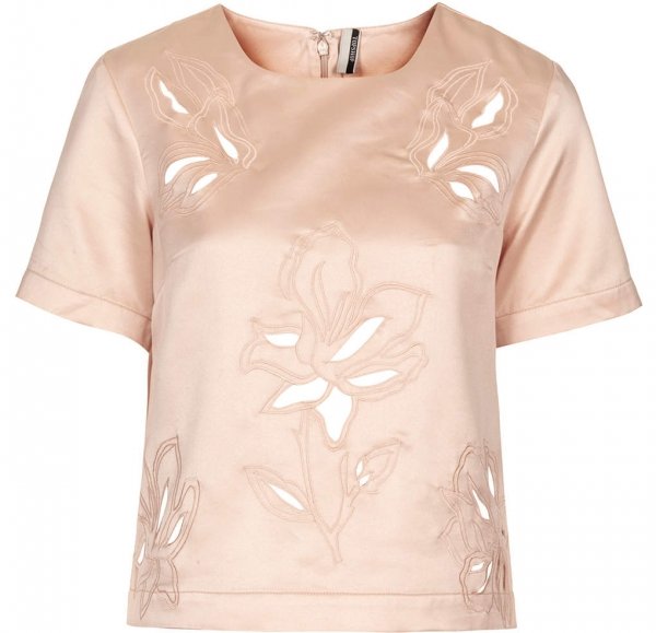 Topshop Appliqué Satin Tee