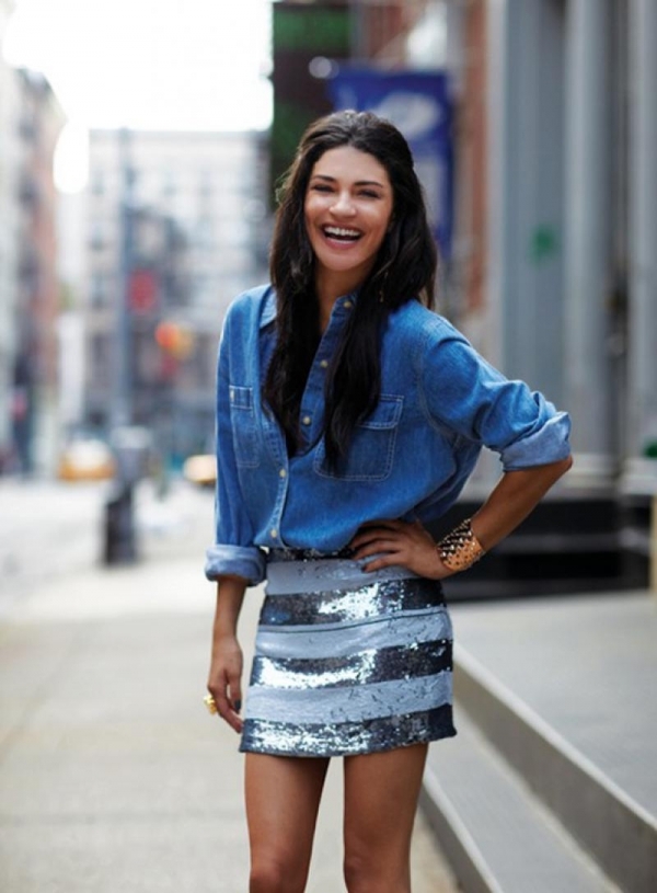 Mixed Prints: Denim Shirt + Pleated Vintage Skirt – toia barry