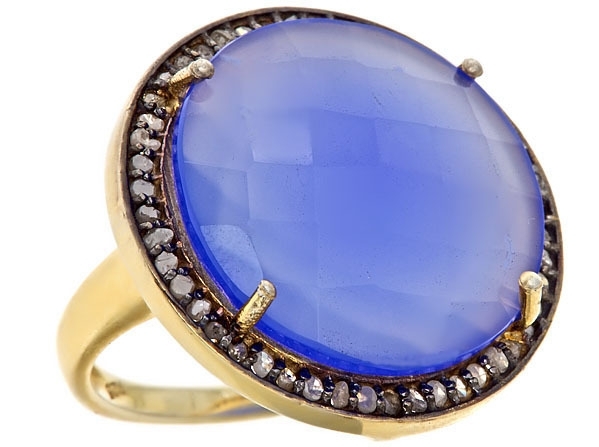 Kara Ackerman Alice Rose Cocktail Ring in Blue Onyx