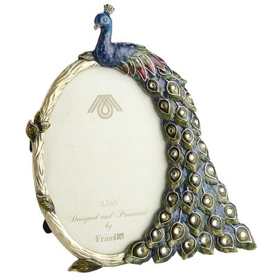 Enamel Peacock Picture Frame