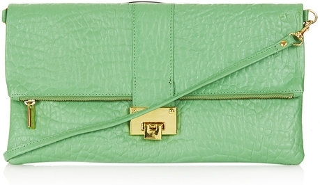 Green Flip Lock Clutch by Topshop