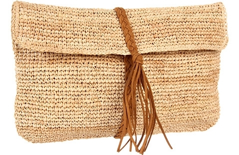 Hat Attack Raffia Crochet Clutch with Braid Trim