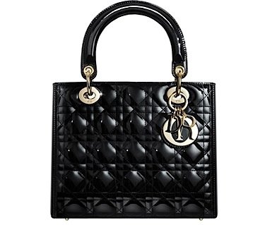 Dior Black Quilted Patent Lady Dior Bag