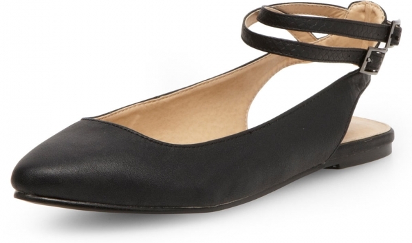 Black Double Strap Slingback Shoes