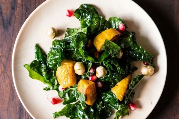 Hearty Kale Salad with Kabocha Squash