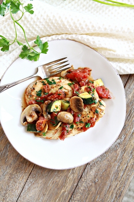 Zucchini, Mushrooms and Chicken