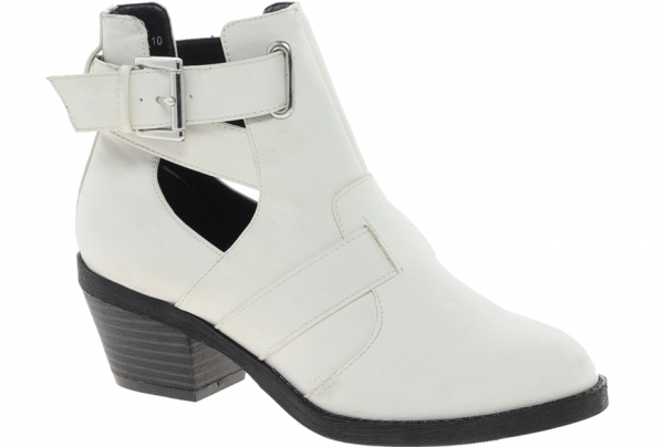 White Cut out Heeled Boots