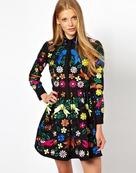 ASOS Premium Skater Dress with Embroidery