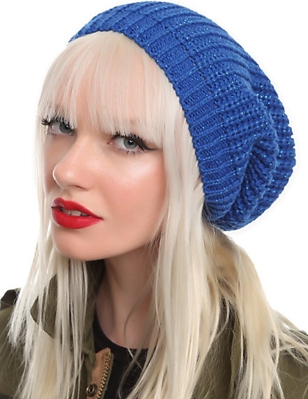 Hot Topic – Blue Lurex Slouch Beanie