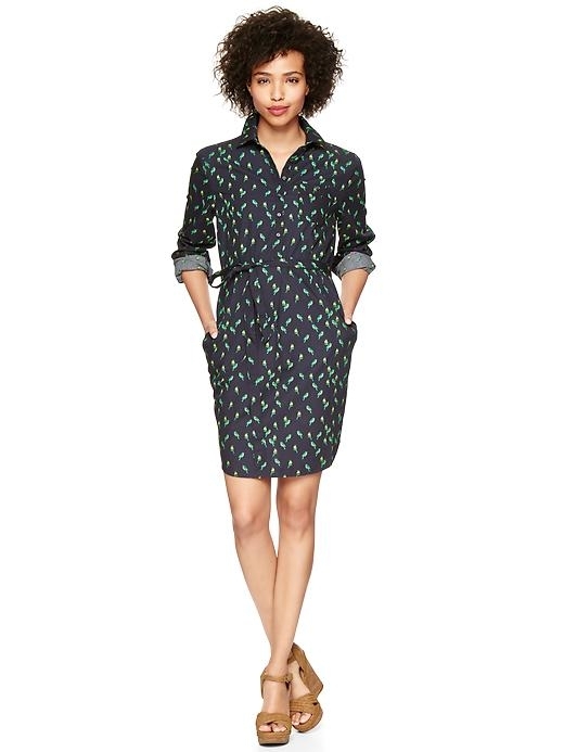 Gap – Bird Print Tie Waist Shirt Dress