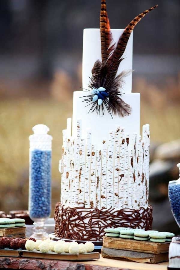 Birch Wood Forest Rustic Wedding Cake