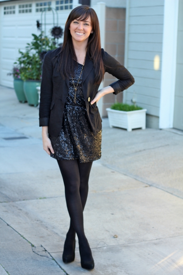 How to wear a outlet sequin dress in winter