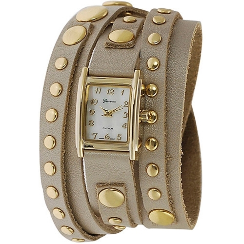 Geneva Platinum Studded Wrap around Watch