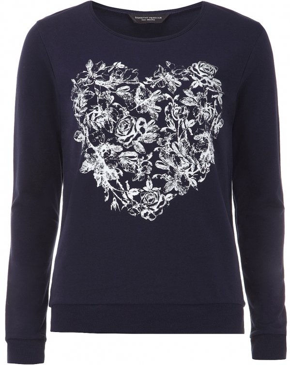 Navy Heart Print Sweater