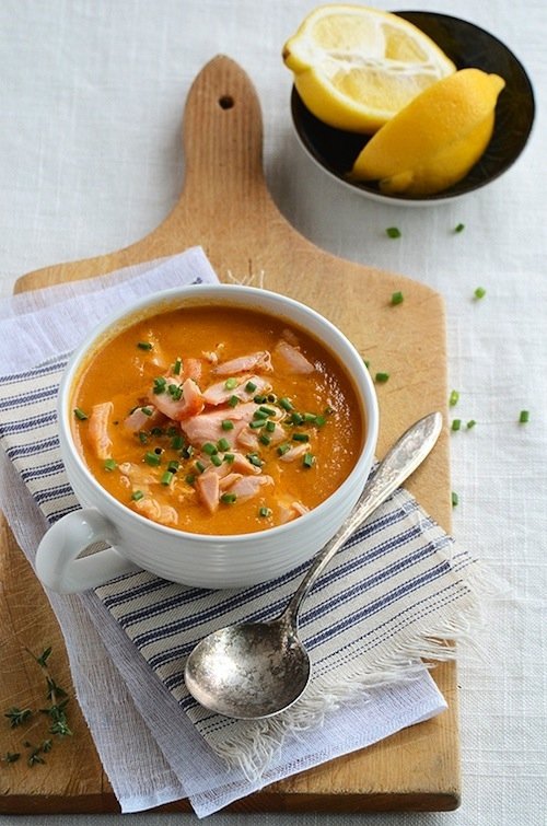 Crab Bisque with Avocado, Tomato & Corn Relish