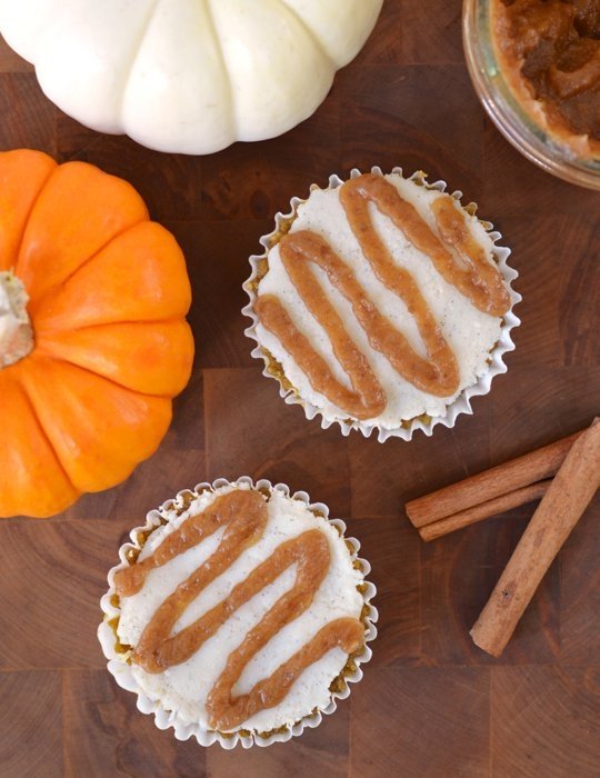 Raw Pumpkin Spice Cupcakes with Vanilla Icing