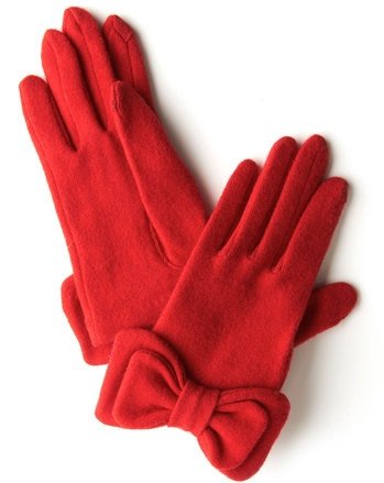 Wool-Blend Bow Gloves