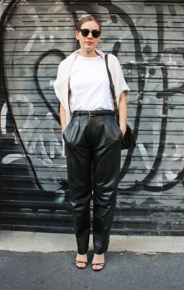 7 Street Style Ways to Wear Leather Pants during the Day