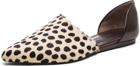 Jenni Kayne Cheetah Printed Pony Hair and Leather Pointed Toe Flat