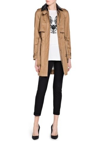 Mango Leather Appliques Trench