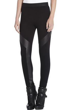 BCBG Luca Faux-Leather Contrast Leggings