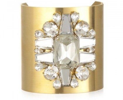 Sandy Hyun Wide Gold Crystal Cuff