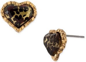 Betsey Johnson Leopard Heart Studs