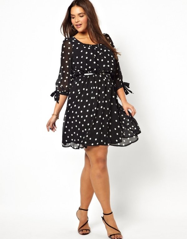 ASOS New Look Inspire Spot Print Long Sleeve Dress