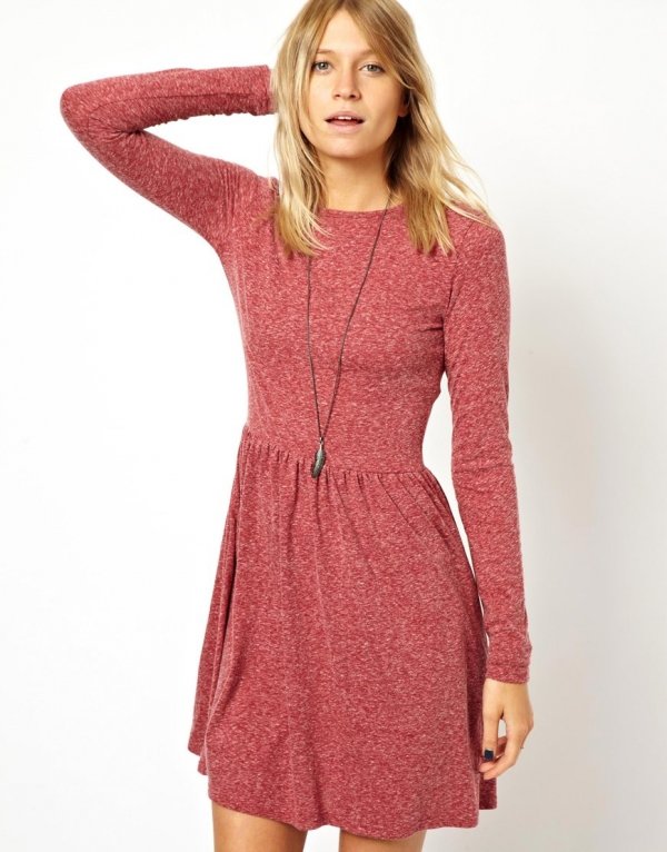 ASOS Skater Dress in Nepi with Long Sleeves