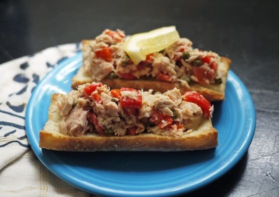 Tuna Salad with Olive Oil on Whole Wheat Toast