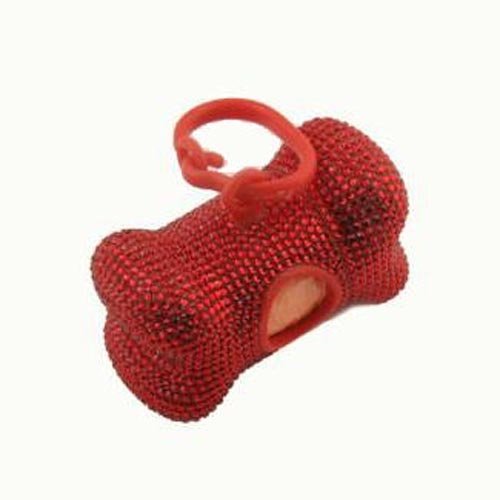 Bitch New York Red Bone Crystal Poop Bag Holder