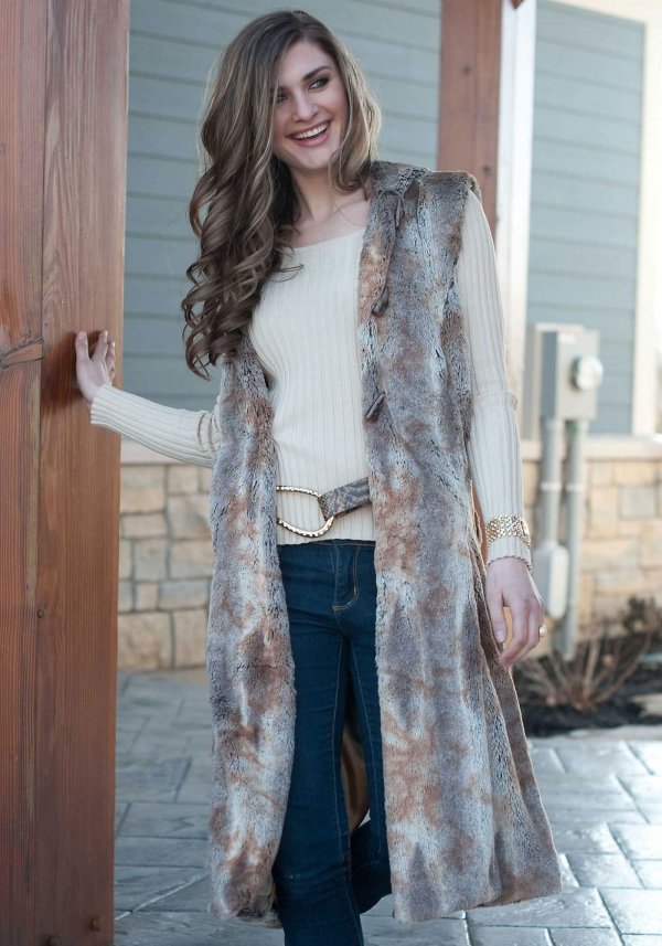 Tan Rex Rabbit Faux Fur Vest
