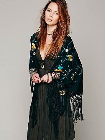 Free People – Floral Embroidered Triangle Shawl