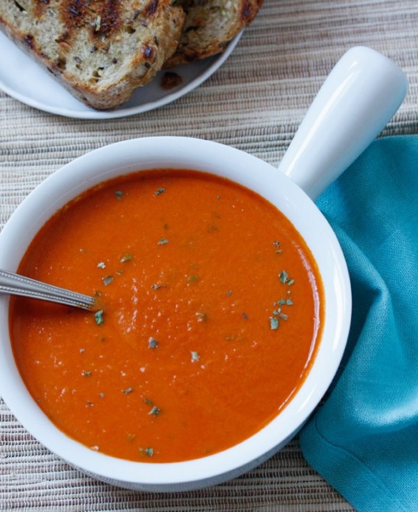 Chilled Tomato Soup with Cilantro-Yogurt Swirl