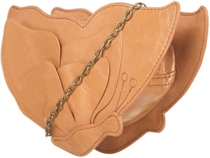 Tan Butterfly Cross Body Chain Handle Bag