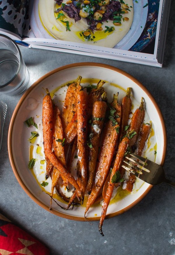Harissa Roasted Carrots with Yogurt, Lemon, and Mint