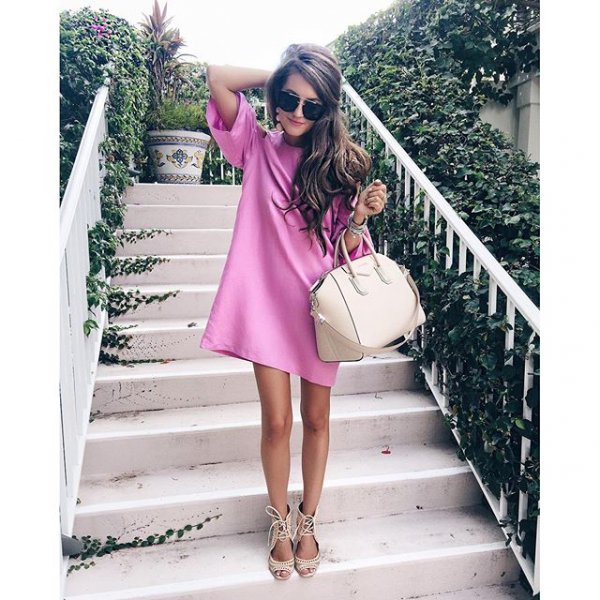 clothing, pink, dress, sleeve, outerwear,