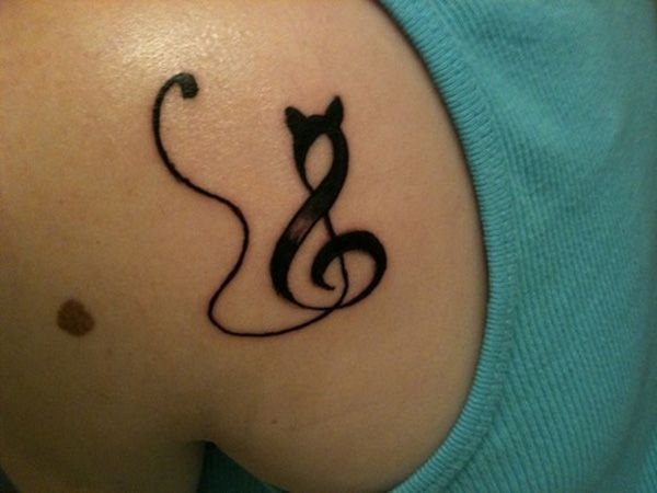 Harmonious Music Tattoo for Cat Lovers