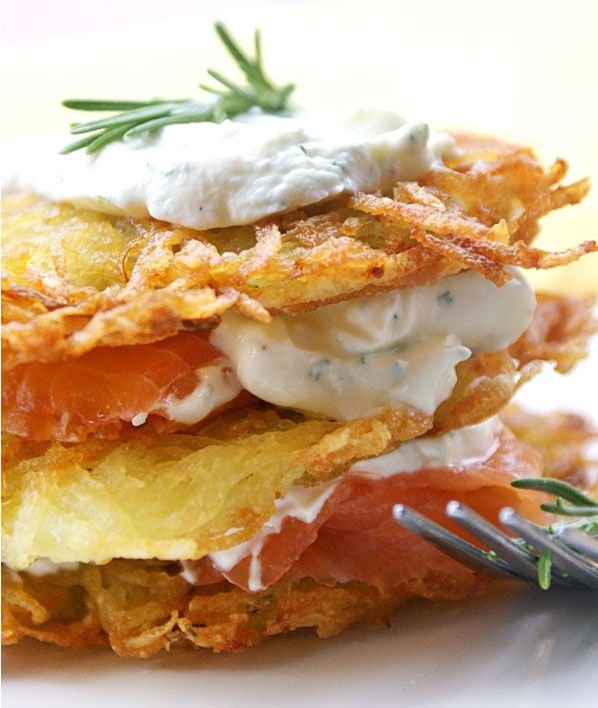 Potato Pancakes with Smoked Salmon