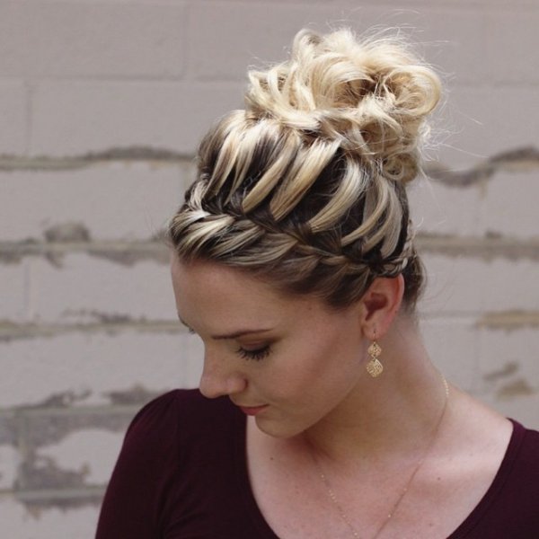 hair, hairstyle, blond, chignon, headgear,