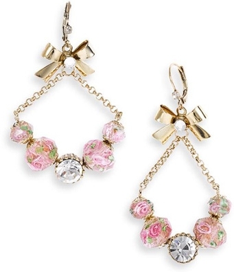 Vintage Betsey Flower Bead Drop Earrings