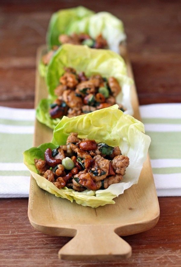 Cashew and Basil Chicken Lettuce Wraps