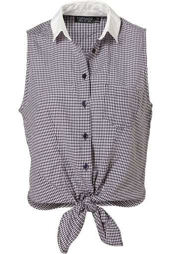 Topshop Gingham Tie Front Shirt