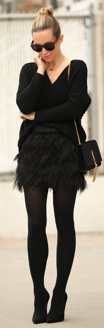 Black Feathered Skirt