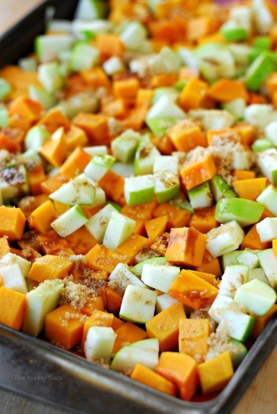 Roasted Butternut Squash with Apples and Cinnamon