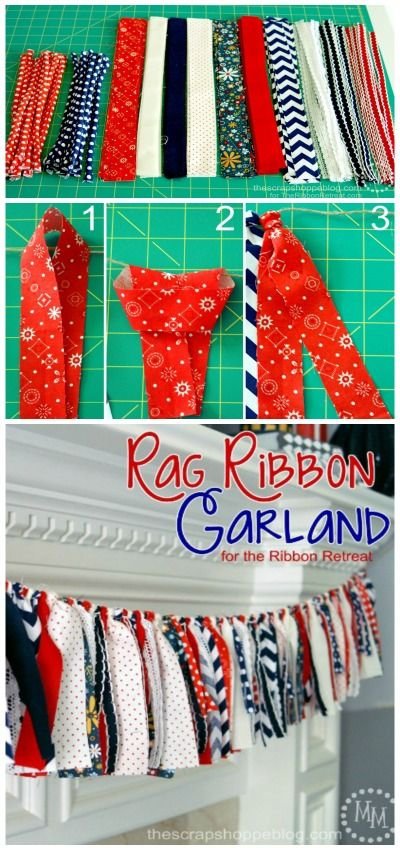 4th of July Rag Ribbon Garland