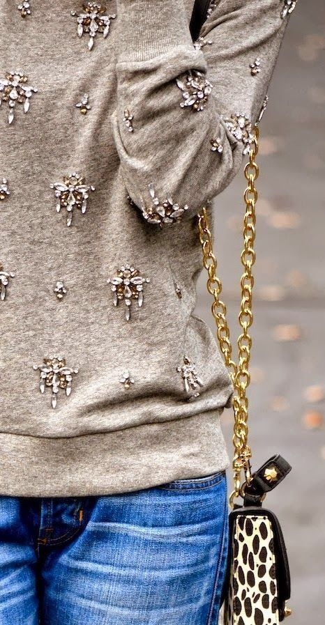 Rhinestone Embellished Sweater