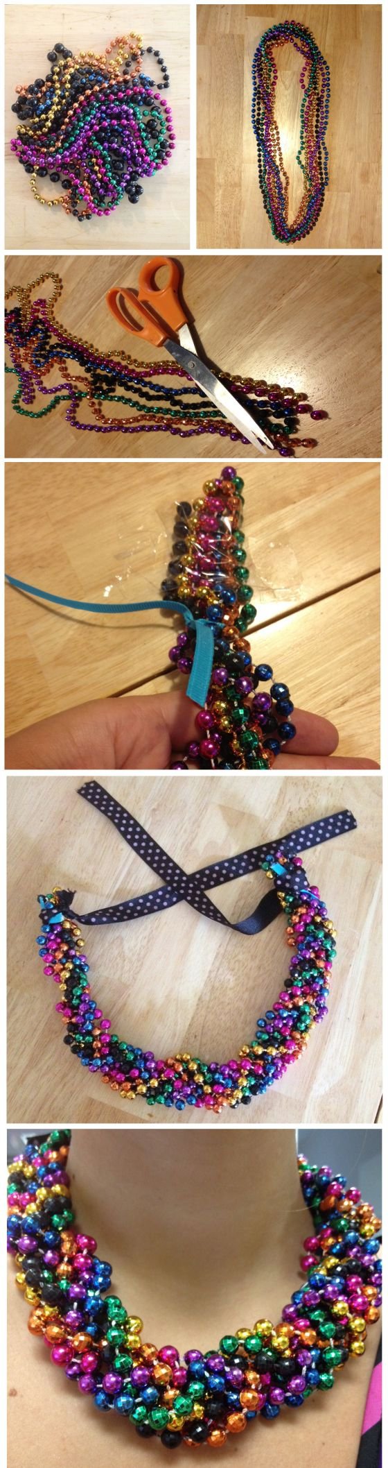 Braided Mardi Gras Bead Statement Necklace