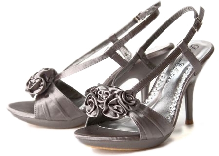 Pewter Satin Rosey Heels