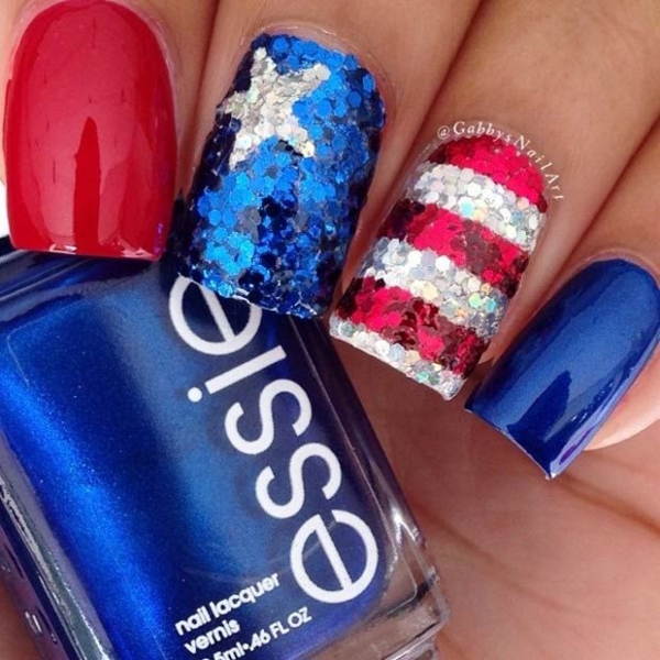 Sequin Nail Design for 4th of July